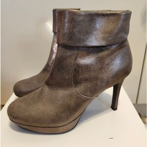 Paul Green Metallic Gray Leather Ankle Boots Stiletto Boots Zip Size 8 US $475